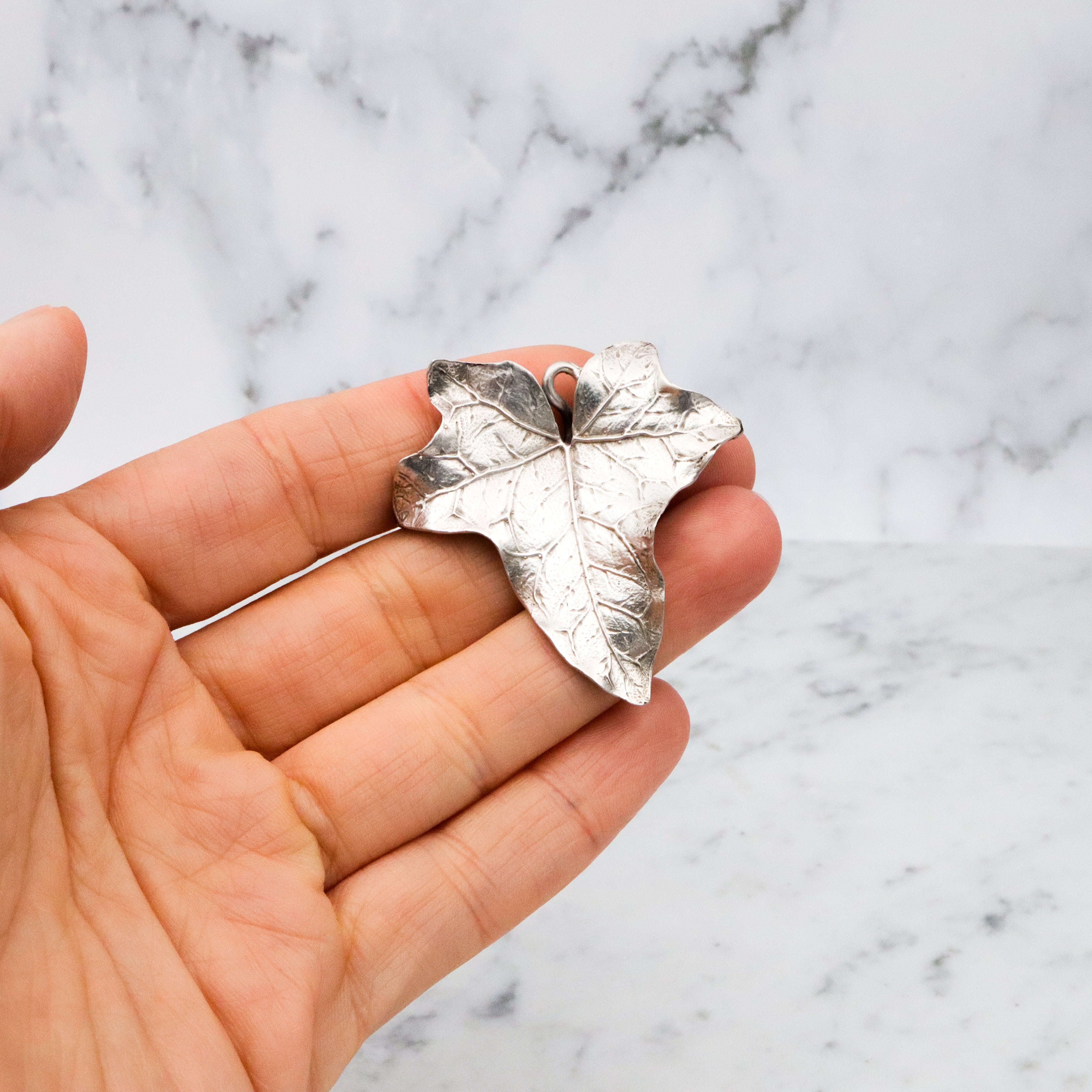 Large vintage Cini sterling ivy leaf brooch